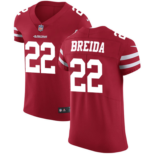 Nike 49ers #22 Matt Breida Red Team Color Men's Stitched NFL Vapor Untouchable Elite Jersey - Click Image to Close